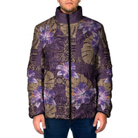 Hawaii Padded Jacket Purple Polynesian Monstera Patterns - Polynesian Pride