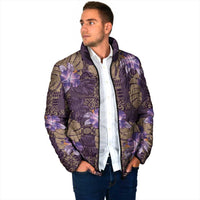 Hawaii Padded Jacket Purple Polynesian Monstera Patterns - Polynesian Pride