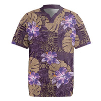 Hawaii Rugby Jersey Purple Polynesian Monstera Patterns - Polynesian Pride