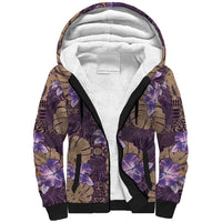 Hawaii Sherpa Hoodie Purple Polynesian Monstera Patterns DT05 Unisex Purple - Polynesian Pride