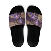 Hawaii Slide Sandals Purple Polynesian Monstera Patterns - Polynesian Pride