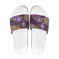 Hawaii Slide Sandals Purple Polynesian Monstera Patterns - Polynesian Pride
