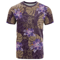 Hawaii T Shirt Purple Polynesian Monstera Patterns - Polynesian Pride