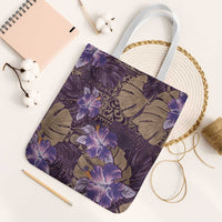 Hawaii Tote Bag Purple Polynesian Monstera Patterns - Polynesian Pride
