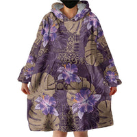 Hawaii Wearable Blanket Hoodie Purple Polynesian Monstera Patterns DT05 - Polynesian Pride
