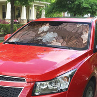 Hawaii Auto Sun Shade Brown Polynesian Monstera Patterns - Polynesian Pride