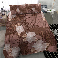Hawaii Bedding Set Brown Polynesian Monstera Patterns - Polynesian Pride