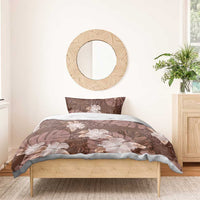 Hawaii Bedding Set Brown Polynesian Monstera Patterns - Polynesian Pride