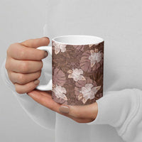 Hawaii Ceramic Mug Brown Polynesian Monstera Patterns - Polynesian Pride