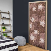 Hawaii Door Cover Brown Polynesian Monstera Patterns - Polynesian Pride