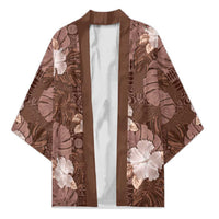 Hawaii Kimono Brown Polynesian Monstera Patterns - Polynesian Pride