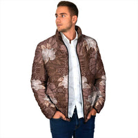Hawaii Padded Jacket Brown Polynesian Monstera Patterns - Polynesian Pride