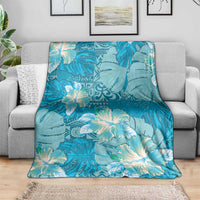 Hawaii Blanket Teal Polynesian Monstera Patterns - Polynesian Pride