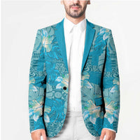 Hawaii Blazer Teal Polynesian Monstera Patterns DT05 - Polynesian Pride