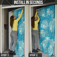 Hawaii Door Cover Teal Polynesian Monstera Patterns - Polynesian Pride