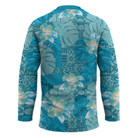 Hawaii Hockey Jersey Teal Polynesian Monstera Patterns DT05 - Polynesian Pride