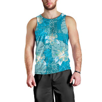Hawaii Men Tank Top Teal Polynesian Monstera Patterns - Polynesian Pride