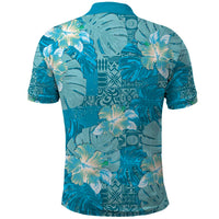 Hawaii Polo Shirt Teal Polynesian Monstera Patterns - Polynesian Pride