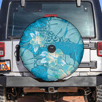 Hawaii Spare Tire Cover Teal Polynesian Monstera Patterns - Polynesian Pride