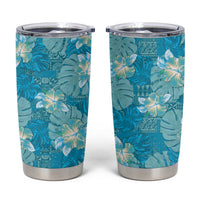 Hawaii Tumbler Cup Teal Polynesian Monstera Patterns - Polynesian Pride