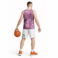 Hawaii Basketball Jersey Magenta Polynesian Monstera Patterns - Polynesian Pride