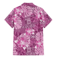 Hawaii Family Matching Mermaid Dress and Hawaiian Shirt Magenta Polynesian Monstera Patterns - Polynesian Pride