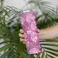 Hawaii Skinny Tumbler Magenta Polynesian Monstera Patterns - Polynesian Pride