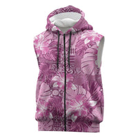 Hawaii Sleeveless Zip Hoodie Magenta Polynesian Monstera Patterns DT05 Magenta - Polynesian Pride