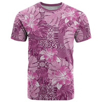 Hawaii T Shirt Magenta Polynesian Monstera Patterns - Polynesian Pride