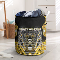 Aotearoa Ngati Whatua Laundry Basket Maori Tribal Gold Paua Shell Pattern