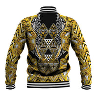Aotearoa Ngati Whatua Baseball Jacket Maori Tribal Gold Paua Shell Pattern