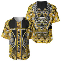 Aotearoa Ngati Whatua Baseball Jersey Maori Tribal Gold Paua Shell Pattern