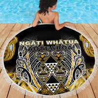 Aotearoa Ngati Whatua Beach Blanket Maori Tribal Gold Paua Shell Pattern