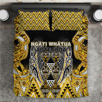 Aotearoa Ngati Whatua Bedding Set Maori Tribal Gold Paua Shell Pattern