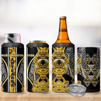 Aotearoa Ngati Whatua 4 in 1 Can Cooler Tumbler Maori Tribal Gold Paua Shell Pattern