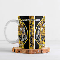 Aotearoa Ngati Whatua Ceramic Mug Maori Tribal Gold Paua Shell Pattern