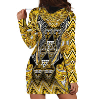Aotearoa Ngati Whatua Hoodie Dress Maori Tribal Gold Paua Shell Pattern