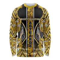 Aotearoa Ngati Whatua Long Sleeve Shirt Maori Tribal Gold Paua Shell Pattern