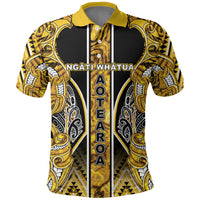 Aotearoa Ngati Whatua Polo Shirt Maori Tribal Gold Paua Shell Pattern