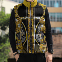 Aotearoa Ngati Whatua Sleeveless Puffer Jacket Maori Tribal Gold Paua Shell Pattern