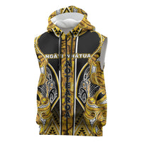 Aotearoa Ngati Whatua Sleeveless Zip Hoodie Maori Tribal Gold Paua Shell Pattern