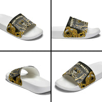 Aotearoa Ngati Whatua Slide Sandals Maori Tribal Gold Paua Shell Pattern
