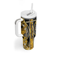 Aotearoa Ngati Whatua Tumbler With Handle Maori Tribal Gold Paua Shell Pattern