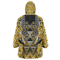 Aotearoa Ngati Whatua Wearable Blanket Hoodie Maori Tribal Gold Paua Shell Pattern