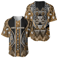 Aotearoa Kati Mamoe Baseball Jersey Maori Brown Tribal Paua Shell Pattern