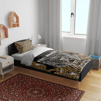 Aotearoa Kati Mamoe Bedding Set Maori Brown Tribal Paua Shell Pattern