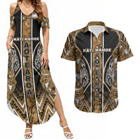 Aotearoa Kati Mamoe Couples Matching Summer Maxi Dress and Hawaiian Shirt Maori Brown Tribal Paua Shell Pattern