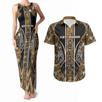 Aotearoa Kati Mamoe Couples Matching Tank Maxi Dress and Hawaiian Shirt Maori Brown Tribal Paua Shell Pattern