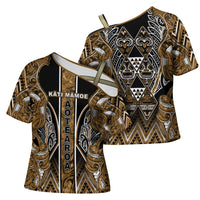 Aotearoa Kati Mamoe Cross Shoulder Shirt Maori Brown Tribal Paua Shell Pattern