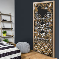 Aotearoa Kati Mamoe Door Cover Maori Brown Tribal Paua Shell Pattern
